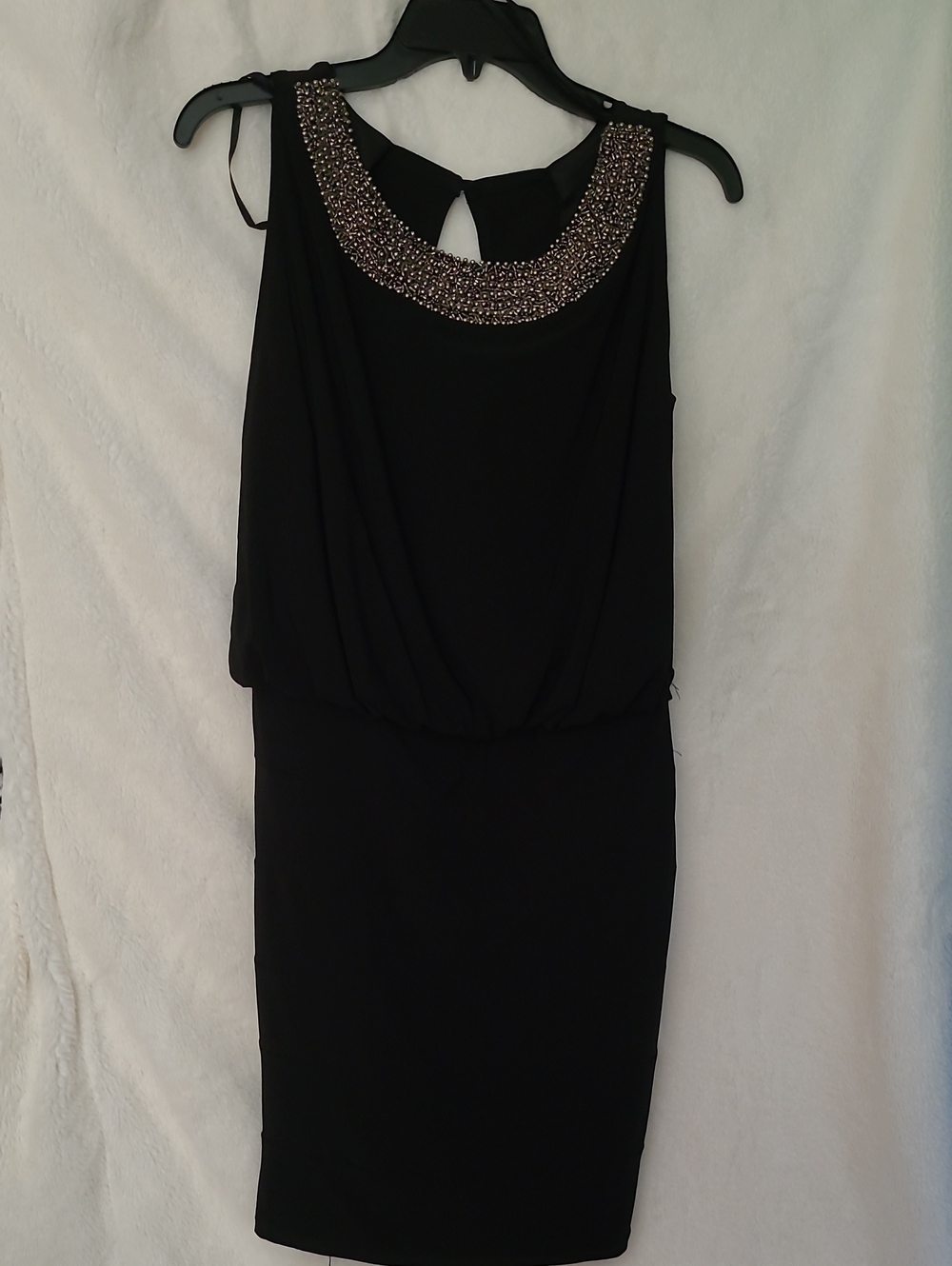 Black Mini Dress with Jeweled Collar